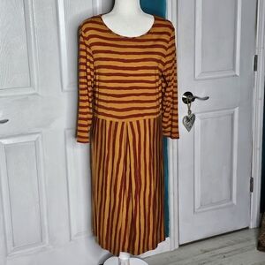 Gudrun Sjoden Red Yellow Striped Dress Medium NWOT